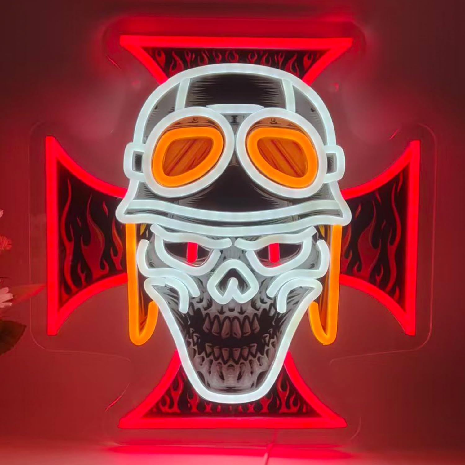 Biker Skull Cross LED Neon Sig - огляд і ціна Lighting Christmas Decor