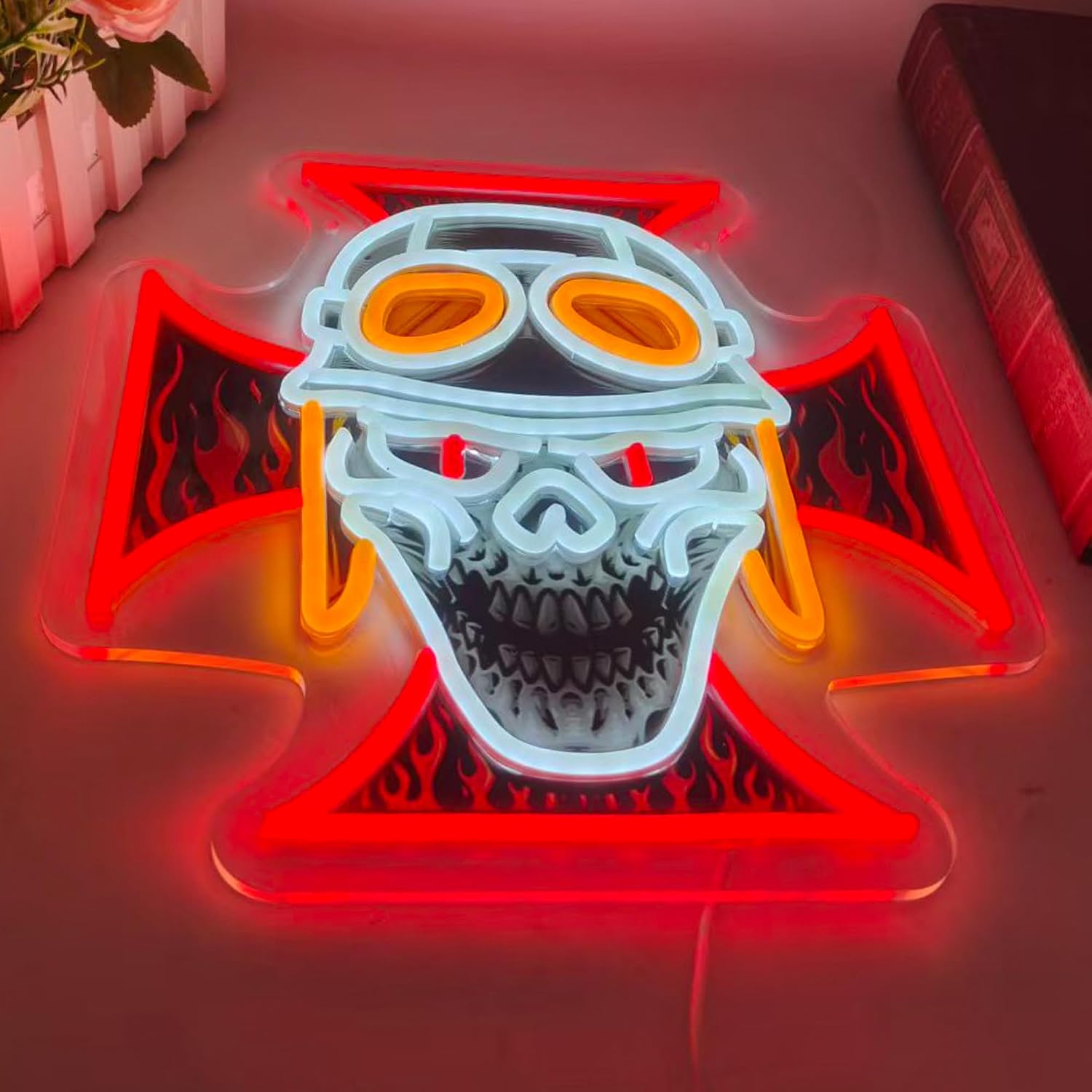 Biker Skull Cross LED Neon Sig - огляд і ціна Lighting Christmas Decor